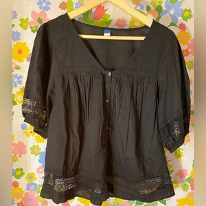 Black puff sleeve blouse